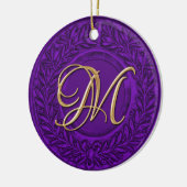 Laurel Wreath mit Goldmonogramm Lila Keramikornament (Links)
