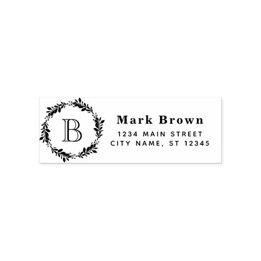 Laurel Wreath Mit Monogramm Initial Rücksendeadres Permastempel (Design)