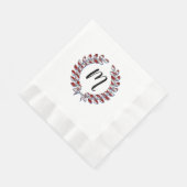 Laurel Wreath Mit Monogramm rotes Streifenmuster Serviette (Ecke)