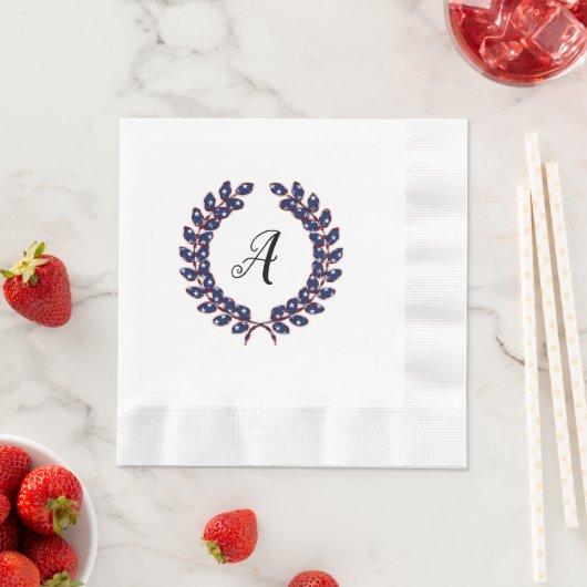 Laurel Wreath Mit Monogramm US Flagge USA Serviette (Beispiel)