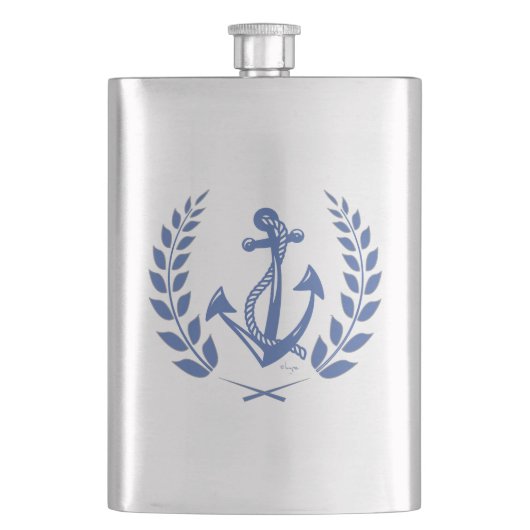 Laurel Wreath mit Nautical Anchor Flachmann (Vorderseite)