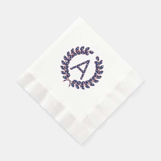 Laurel Wreath Monogram A US Flagge USA Serviette (Ecke)