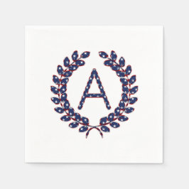 Laurel Wreath Monogram A US Flagge USA Serviette