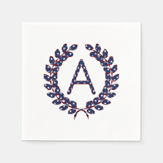 Laurel Wreath Monogram A US Flagge USA Serviette (Vorderseite)