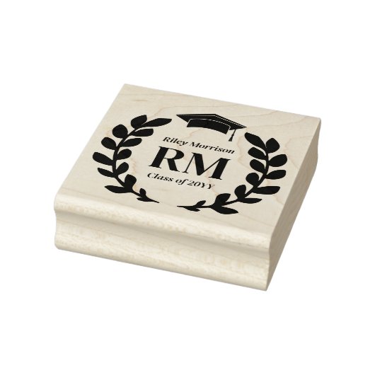 Laurel Wreath Monogram Graduate Class Gummistempel (Stempel)