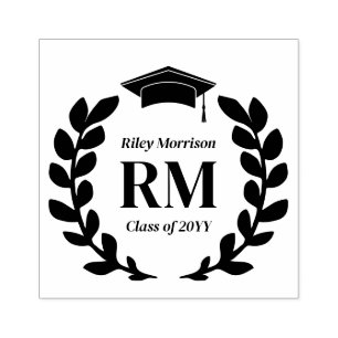 Laurel Wreath Monogram Graduate Class Gummistempel