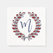Laurel Wreath Monogram M US Flagge USA Serviette (Vorderseite)