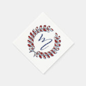 Laurel Wreath Monogram M US Flagge USA Serviette (Ecke)