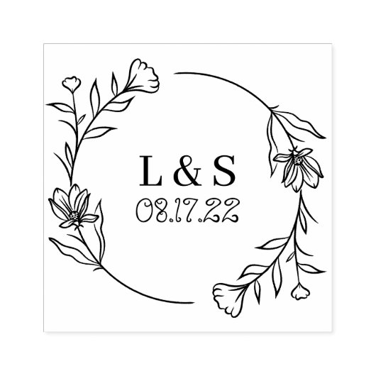 Laurel Wreath Monogram Save the Date Gummistempel (Prägung)