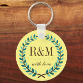 Laurel Wreath Monogram Schlüsselanhänger Gelb und (Vorderseite)
