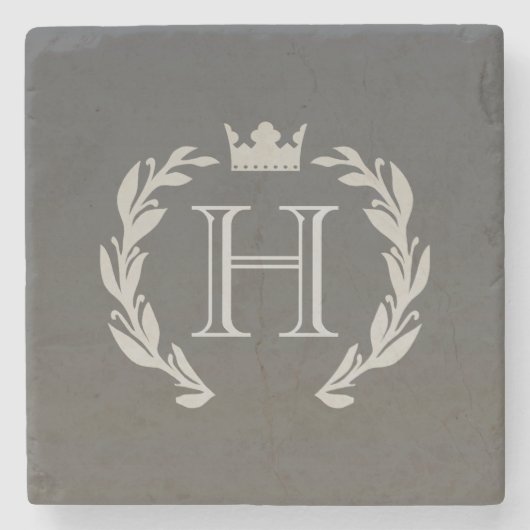 Laurel Wreath Monogram Steinuntersetzer (Vorderseite)