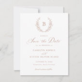 Laurel Wreath Monogram Wappen Wedding Save the Dat Einladung (Vorderseite)