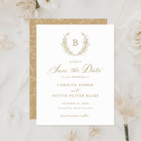 Laurel Wreath Monogram Wappen Wedding Save the Dat