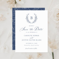 Laurel Wreath Monogram Wappen Wedding Save the Dat