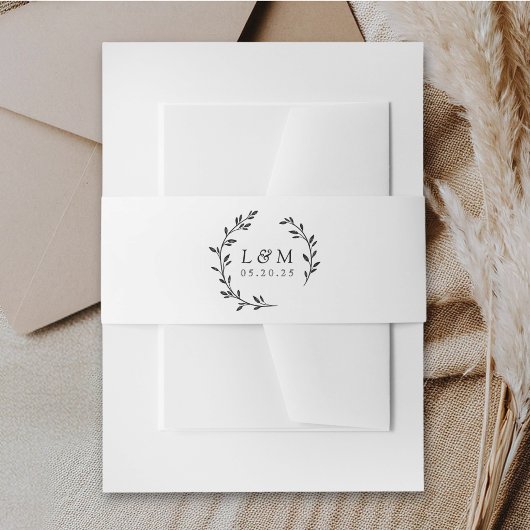 Laurel Wreath Monogram Wedding Einladungsbanderole
