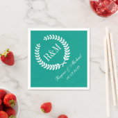 Laurel Wreath Monogram Wedding Napkin Aquamarin Bl Serviette (Beispiel)