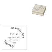 Laurel Wreath Monogram Wedding Round Address Gummistempel (Stempel)