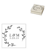 Laurel Wreath Monogram Wedding Save the Date Gummistempel (Stempel)