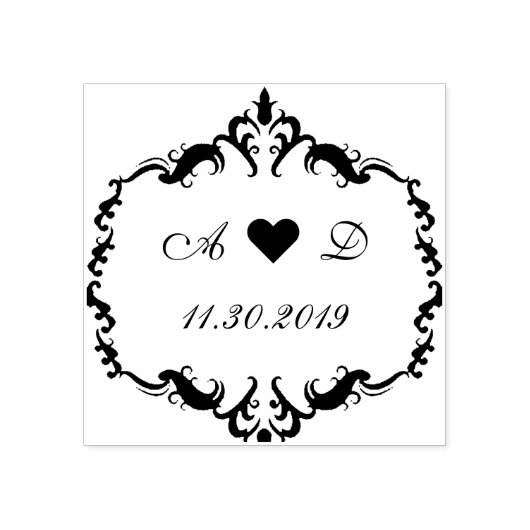 Laurel Wreath Monogram Wedding Save the Date Gummistempel (Prägung)