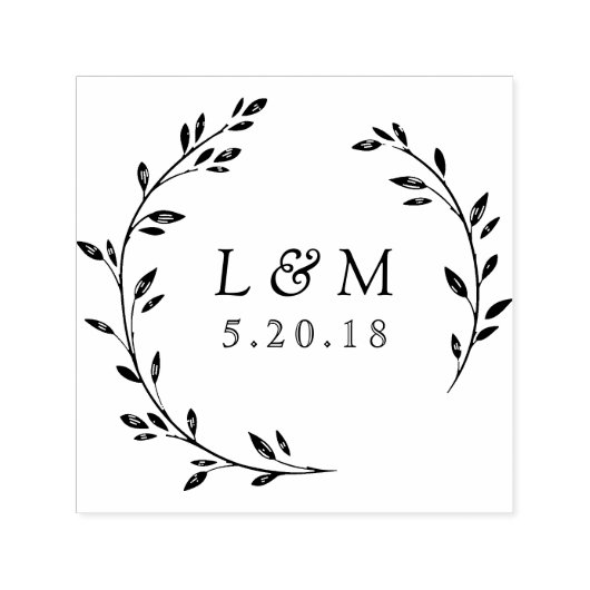 Laurel Wreath Monogram Wedding Save the Date Permastempel (Design)