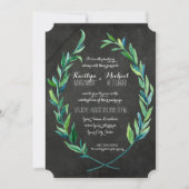 Laurel Wreath Olive Leaf Branch Chalkboard Modern Einladung (Vorderseite)