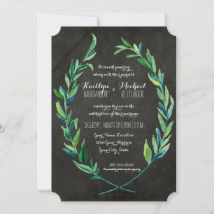 Laurel Wreath Olive Leaf Branch Chalkboard Modern Einladung