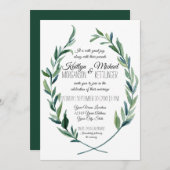 Laurel Wreath Olive Leaf Modern Emerald Green Einladung (Vorne/Hinten)