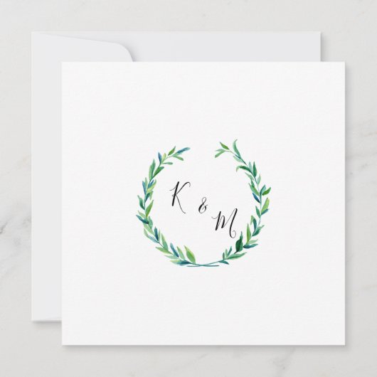 Laurel Wreath Olive Leaf Zweigstelle Modern Square Einladung (Rückseite)