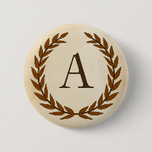 Laurel Wreath on Parchment Monogram Initial A