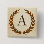 Laurel Wreath on Parchment Monogram Initial A Button (Vorderseite)
