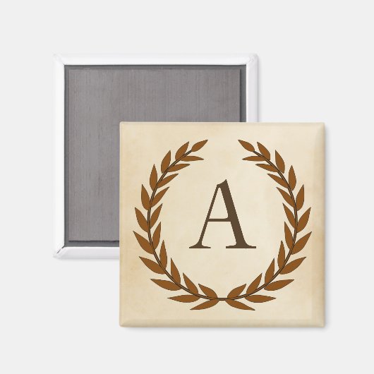 Laurel Wreath on Parchment Monogram Initial A Magnet (Vorderseite/Rückseite)