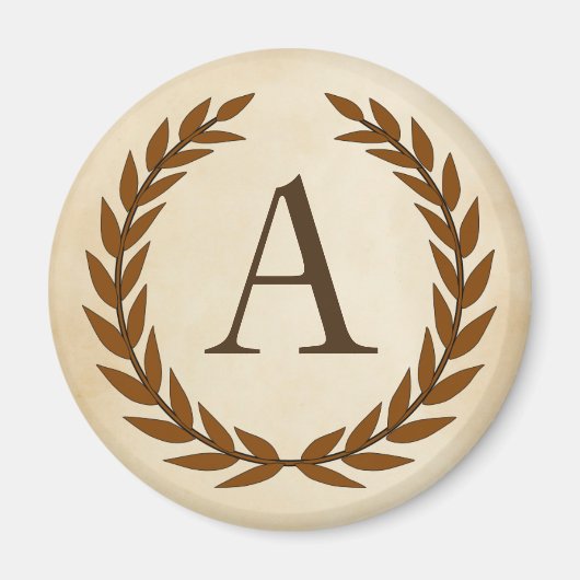Laurel Wreath on Parchment Monogram Initial A Magnet (Vorne)