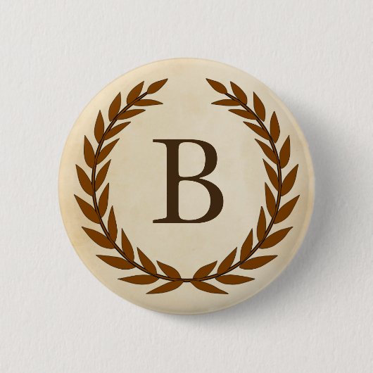 Laurel Wreath on Parchment Monogram Initial B Button (Vorderseite)