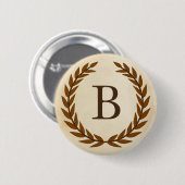 Laurel Wreath on Parchment Monogram Initial B Button (Vorne & Hinten)