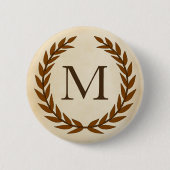 Laurel Wreath on Parchment Monogram Initial Button (Vorderseite)
