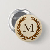 Laurel Wreath on Parchment Monogram Initial Button (Vorne & Hinten)