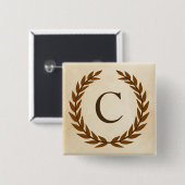 Laurel Wreath on Parchment Monogram Initial C Button (Vorne & Hinten)