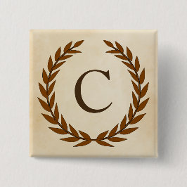 Laurel Wreath on Parchment Monogram Initial C Button