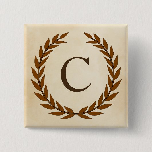 Laurel Wreath on Parchment Monogram Initial C Button (Vorderseite)