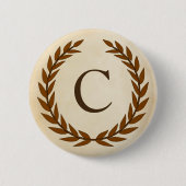 Laurel Wreath on Parchment Monogram Initial C Button (Vorderseite)