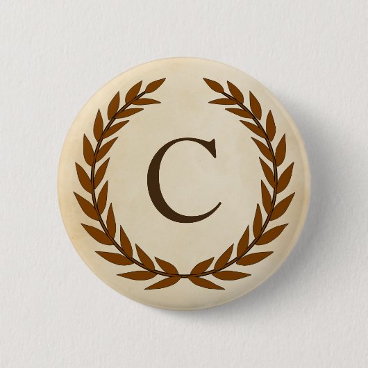 Laurel Wreath on Parchment Monogram Initial C Button (Vorderseite)