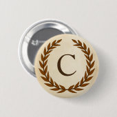 Laurel Wreath on Parchment Monogram Initial C Button (Vorne & Hinten)
