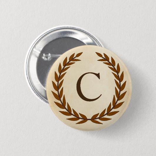 Laurel Wreath on Parchment Monogram Initial C Button (Vorne & Hinten)