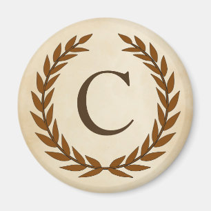Laurel Wreath on Parchment Monogram Initial C Magnet