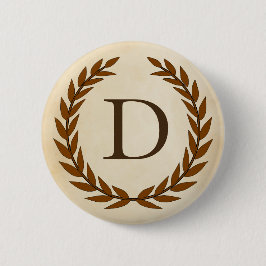 Laurel Wreath on Parchment Monogram Initial D Button