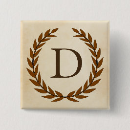 Laurel Wreath on Parchment Monogram Initial D Button