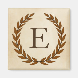 Laurel Wreath on Parchment Monogram Initial E Magnet