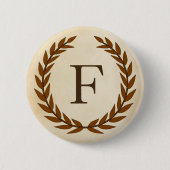 Laurel Wreath on Parchment Monogram Initial F Button (Vorderseite)
