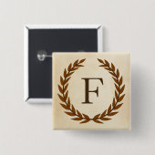Laurel Wreath on Parchment Monogram Initial F Button (Vorne & Hinten)