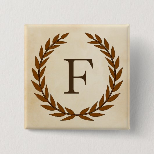 Laurel Wreath on Parchment Monogram Initial F Button (Vorderseite)
